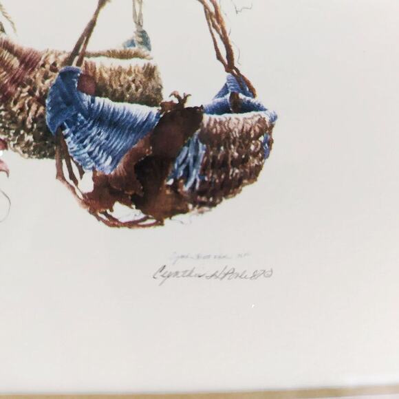 Vintage 1987 Signed Cynthia Hiatt Poole Farmhouse Baskets 15x12" Framed Print - Picture 2 of 7